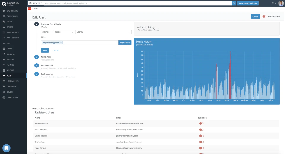 screenshot of Quantum Metric